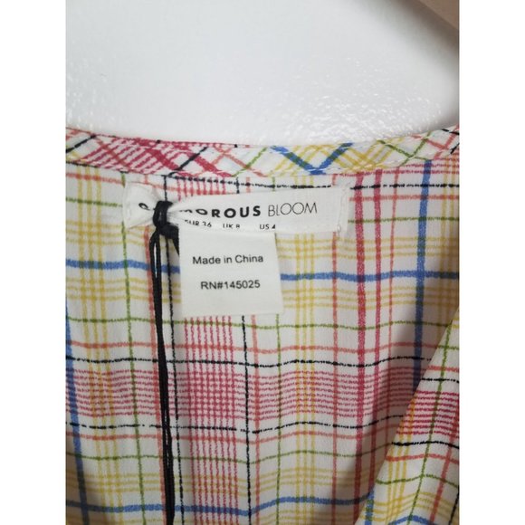 Glamorous Bloom Women's Maternity Sz. 4 Plaid Flutter Sleeve Midi Dress NWT - Picture 3 of 9